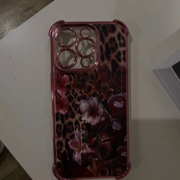 Floral cherry Leopard Print Phone Case iPhone 16 pro - Picture 5 of 5